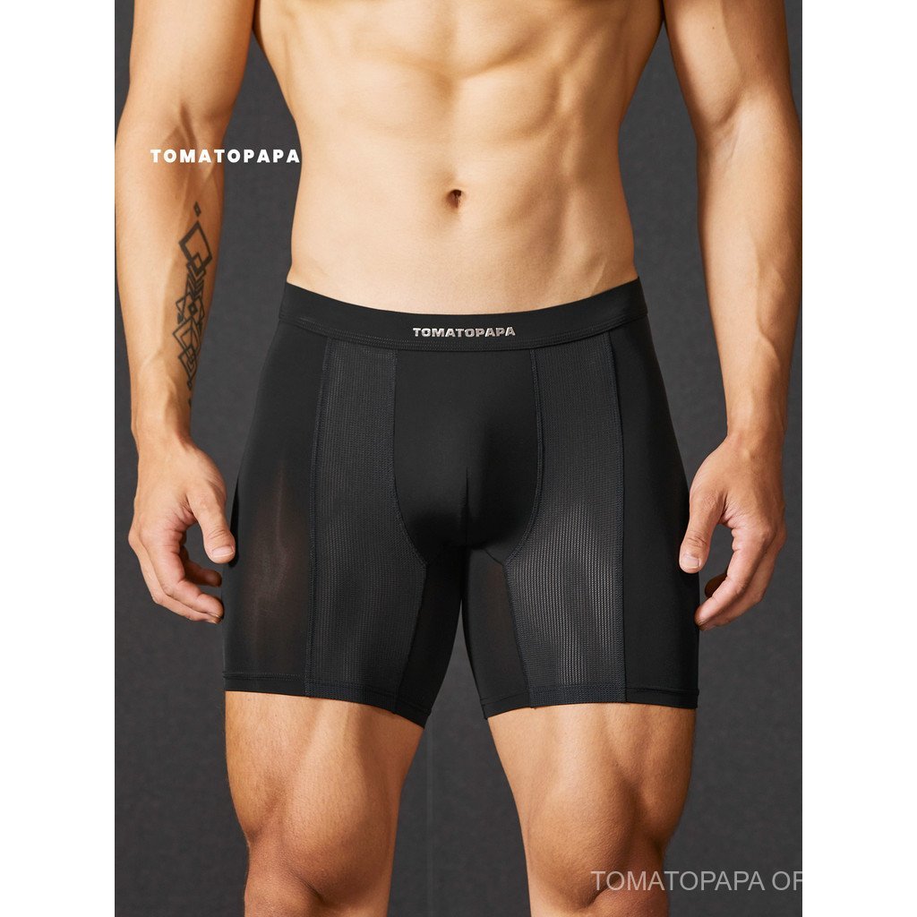 ​กางเกงในชั้นในทรงบ็อกเซอร์ผู้ชาย TOMATOPAPA – ผ้านุ่มเย็นไร้รอยต่อแบบยาวพิเศษ เหมาะสำหรับออกกำลังกาย ฟิตเนส วิ่ง และฝึกซ้อม​