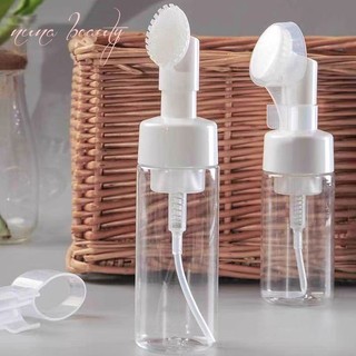 2pcs 150ml Clear Mousse Foaming Bottle Pump Press Silicone Face Brush Foaming Brush Bottle Set Trave