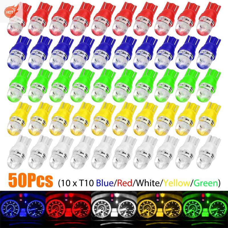 MOX 50PCS T10 194 168 2825 LED Speedometer เครื่องมือ Gauge Cluster Dash หลอดไฟ VN