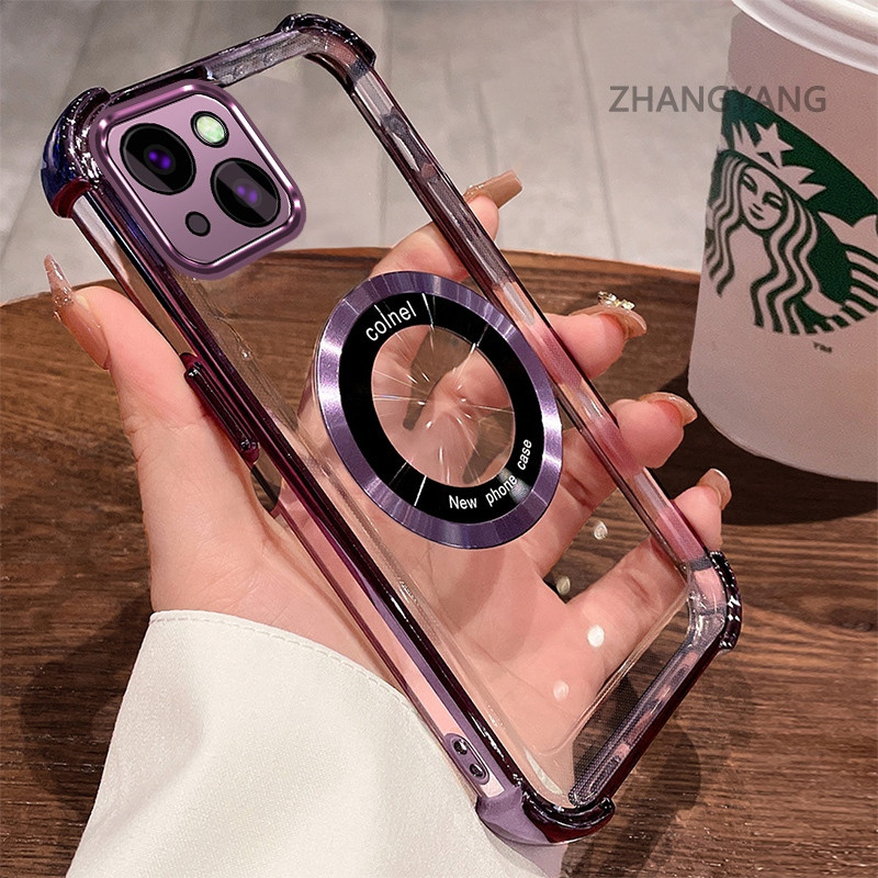 เคสสําหรับiPhone 13 iPhone 13 Pro iPhone 13 Pro MaxกันกระแทกElectroplatedโปร่งใสความละเอียดสูงเคสโทรศัพท์ความงามแม่เหล็กดูดออกแบบซิลิโคนTPU Soft Shell