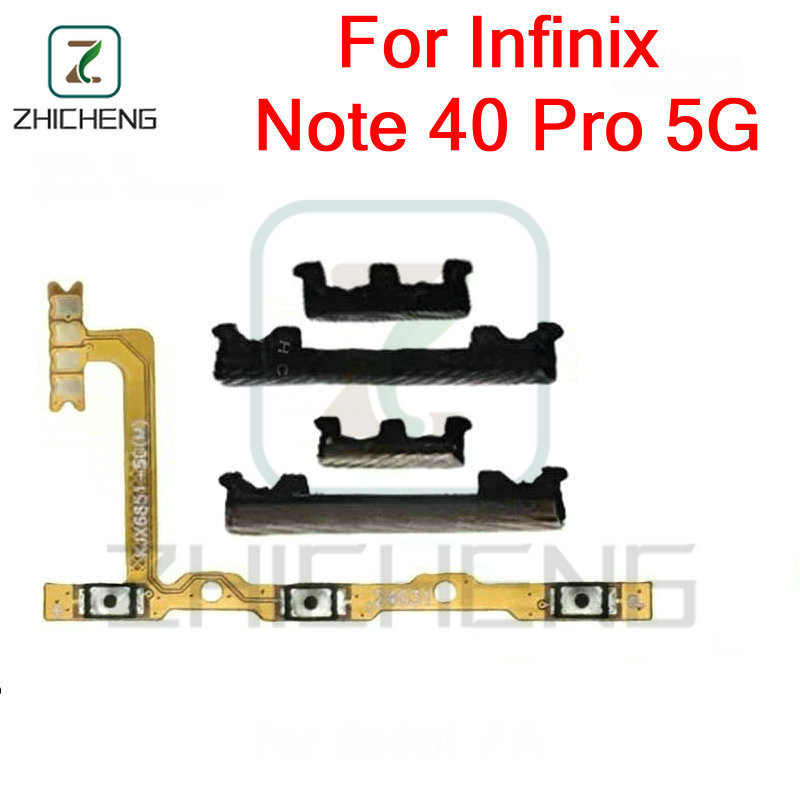 สําหรับ Infinix Note 40 Pro 5G ปุ่มด้านข้างปรับระดับเสียงปุ่ม Flex Cable Keys ปุ่มปิดระดับเสียงขึ้นและลงบนส่วนทดแทนด้านข้าง