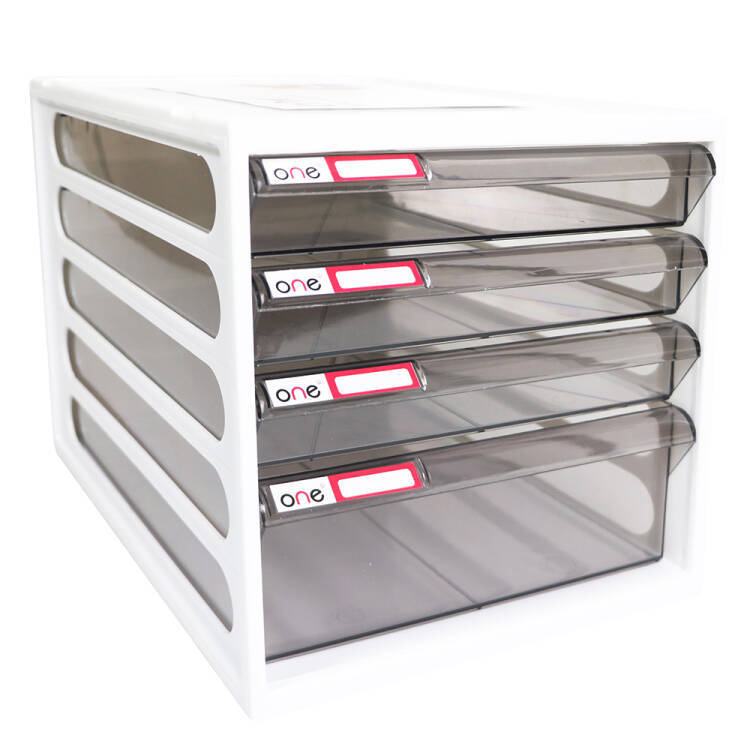 ONE ตู้เอกสาร 4 ชั้น รุ่น CFB-4 โครงสีขาว ลิ้นชักสีเทา