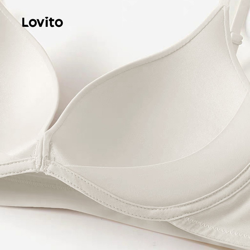 Lovito บราเลตต์ลําลองผิวสัมผัสเป็นมิตร ไม่มีโครง เสริมฟองน้ําสีน้ําตาล สําหรับผู้หญิง LNE126155 - รูปที่ 3