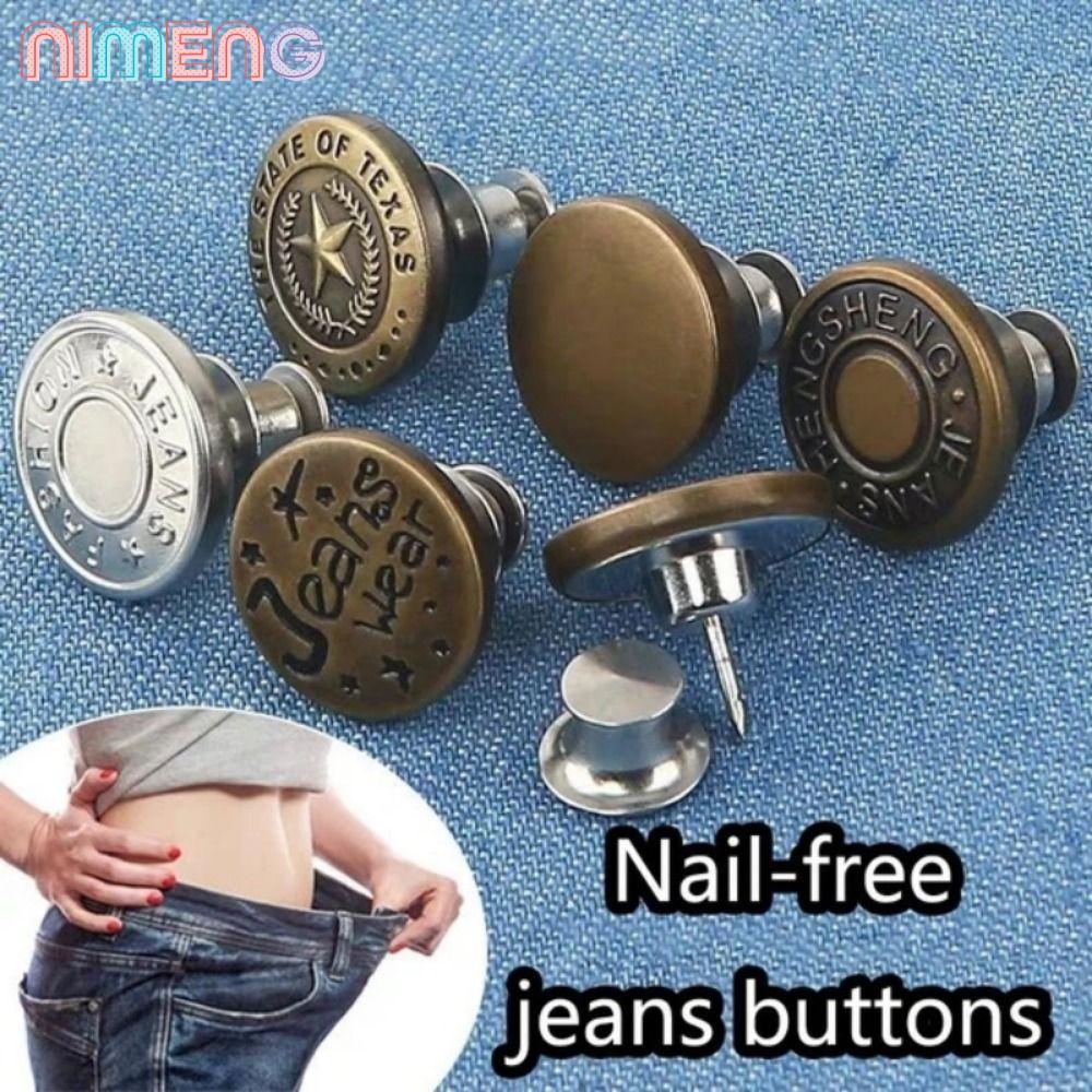 NIMENG 10 ชิ้น/แพ็คกางเกงยีนส์ปุ่ม,เล็บฟรีด้วยไขควงเอว Extender ปุ่ม, ปรับเสื้อผ้ากางเกงอุปกรณ์เย็บผ้า 17 มม.เอวหัวเข็มขัดกางเกงยีนส์