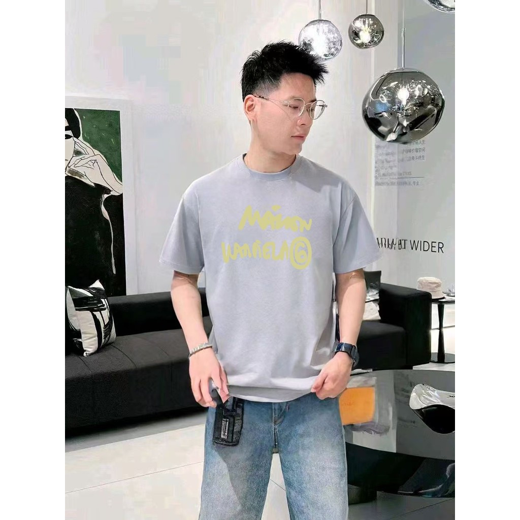 Maison Margiela/MM6/Maison Margiela/2026 ต้นฤดูใบไม้ผลิสไตล์ใหม่เสื้อยืดแขนสั้นผู้ชายผู้หญิงคู่กลางแ