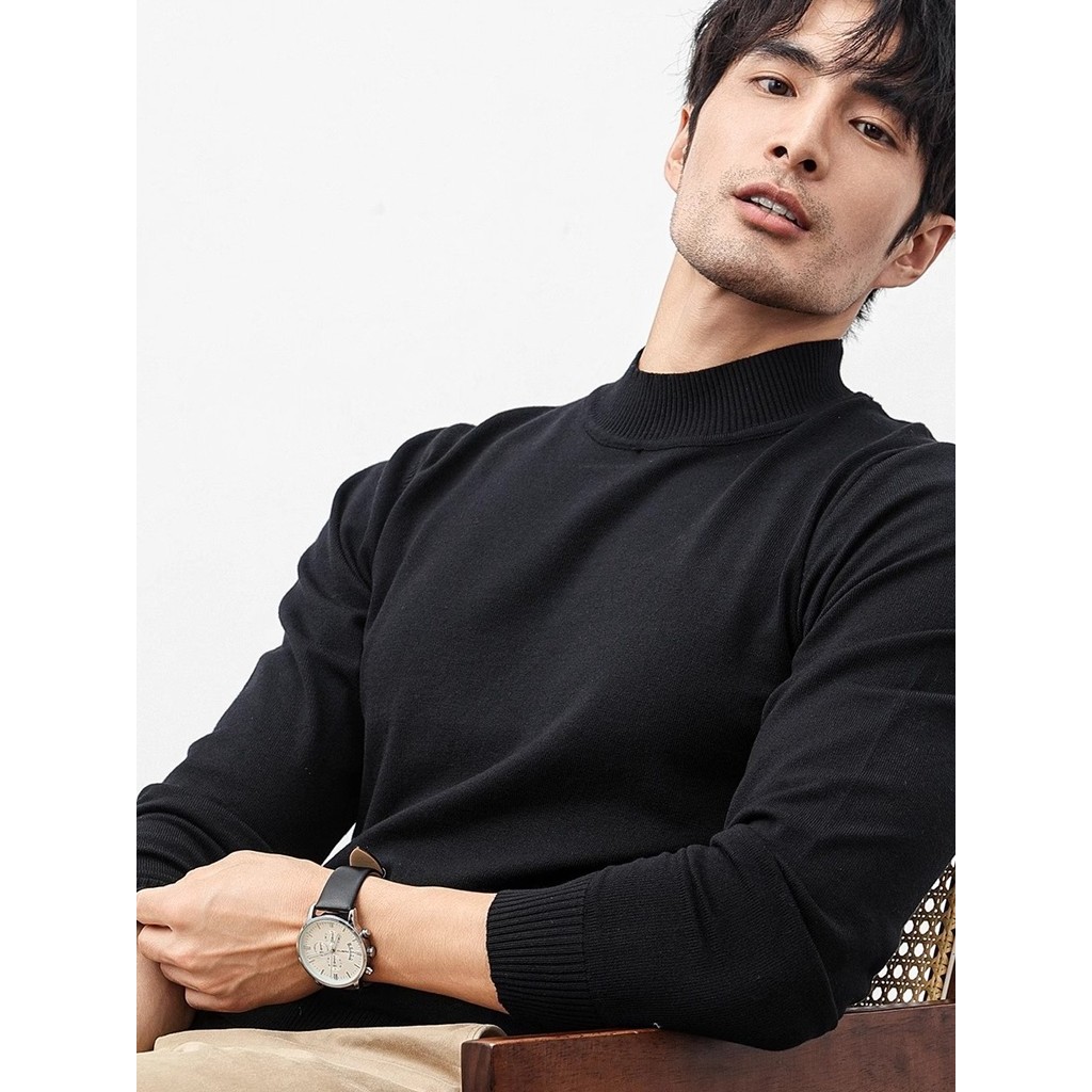 sweater ผู้ชาย สเวสเตอร์ เสื้อสเวตเตอร์คอเต่าครึ่งตัวสำหรับฤดูใบไม้ร่วงและฤดูหนาวเสื้อตัวในถักแฟชั่น