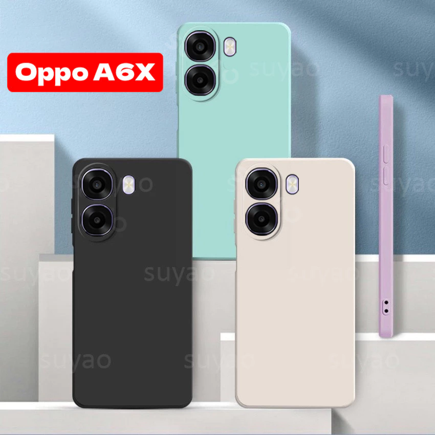 สําหรับOppo A6X A6 X A6T 2025 เคสโทรศัพท์นุ่มTPUยางสแควร์เกราะกันกระแทกปลอกOppoA6X OppoA6T OppoA6Proคลาสสิกตรงซิลิโคนเหลวปกหลัง