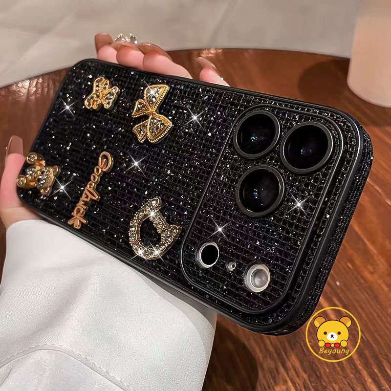 น่ารักหมีGlitterเคสโทรศัพท์สําหรับIQOO 13 12 7 Z10 Z9 Z8 Z8X Z7 Z7X Z6 Z3 Turbo Pro Plus Neo 10 10R 9 8 7 6 5 3 Proปลอกการ์ตูนโบว์ป้องกันกล้องกันกระแทกนุ่มปกหลัง