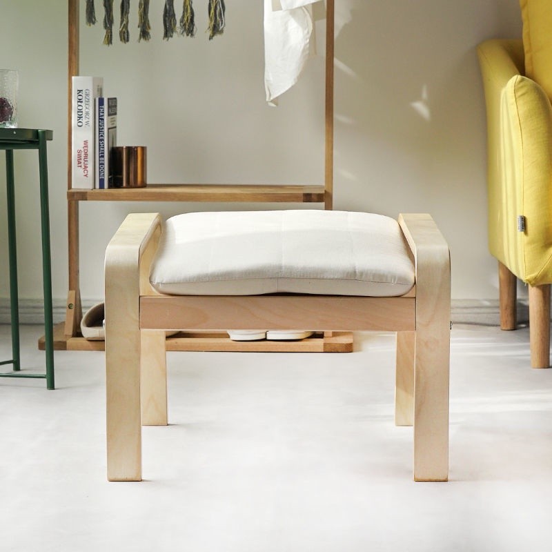 Nordic style stool curved wood square wooden stool birch footstool shoe stool low stool resting foot