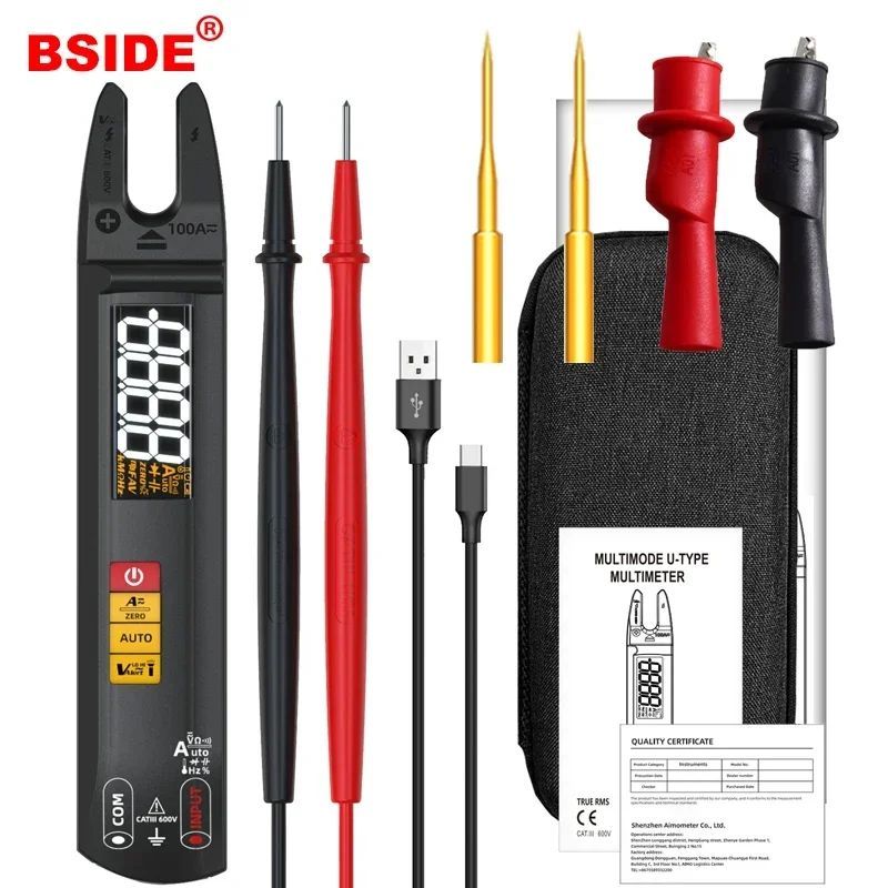 BSIDE U1 Professional Fork Digital Clamp Meter ช่วงอัตโนมัติ DC AC แอมป์มิเตอร์มัลติมิเตอร์ 6000 นับ