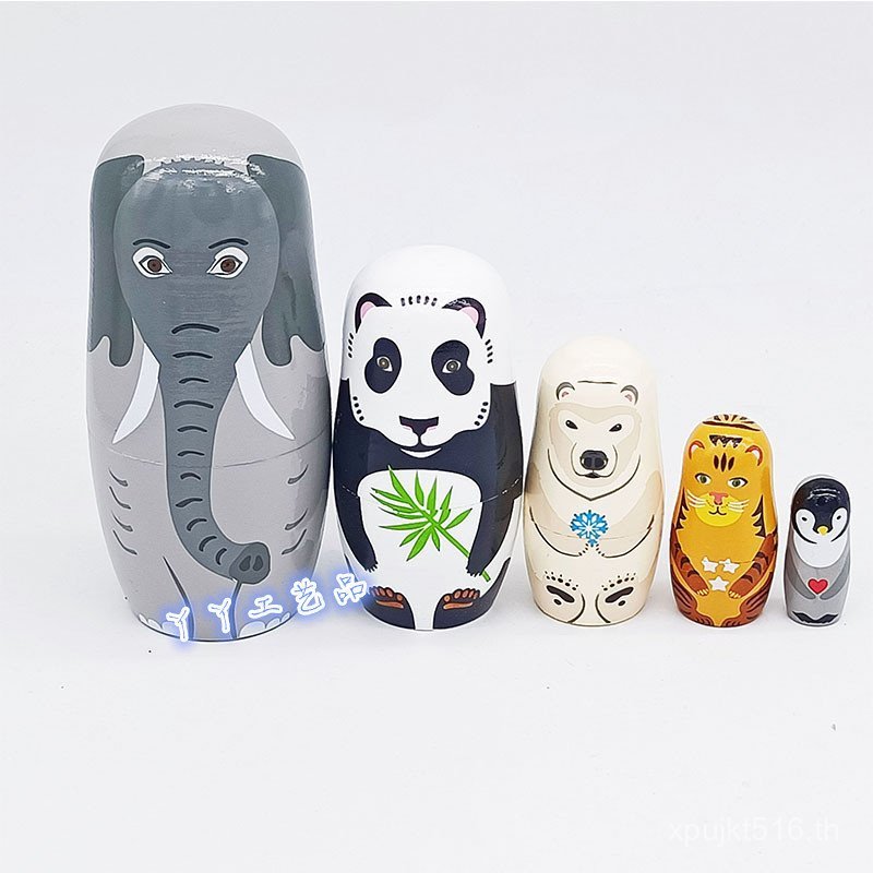 ของขวัญไม้หัตถกรรมของเล่นห้าชั้นของขวัญวันเกิดตกแต่งวันวาเลนไทน์ช้างรัสเซีย Nanwa บ้าน RFEM