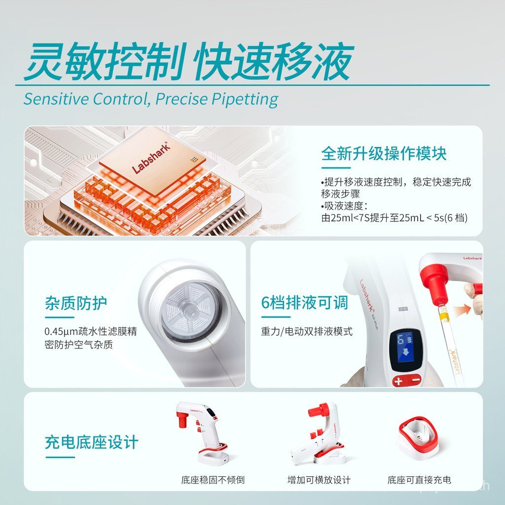 Lab Dalong Aid เครื่องกําจัดของเหลวอัตโนมัติความเร็วหมุนเวียน Labshark ท่อระบายน้ําไฟฟ้าดูดของเหลวคว