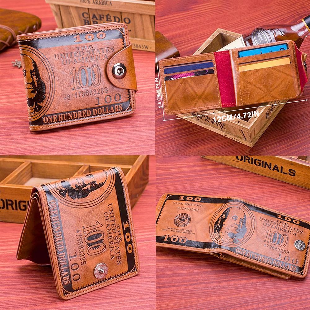 กระเป๋าสตางค์ผู้ชาย Us Dollar Bill Bifold Wallet พร้อมหัวเข็มขัดแม่เหล็กสําหรับผู้ชาย K8n1