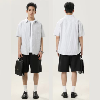 GENIO LAMODE เสื้อเชิ้ตแขนสั้นผู้ชาย เชิ้ตคอปก ผ้าOXFORD เสื้อเชิ้ตแขนสั้น M-5XL
