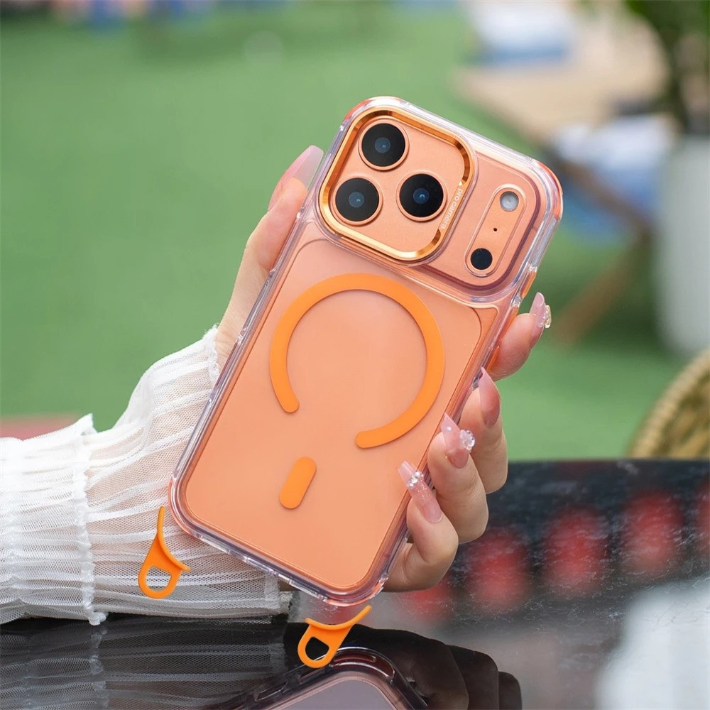 เคสโทรศัพท์แม่เหล็กใสคริสตัลคุณภาพสูงสําหรับ ไอโฟน 17 11 12 13 16 15 14 มือโปร สูงสุด บวก (ไม่รวมเชือกเส้นเล็ก) รองรับชาร์จไร้สายกันกระแทกฝา