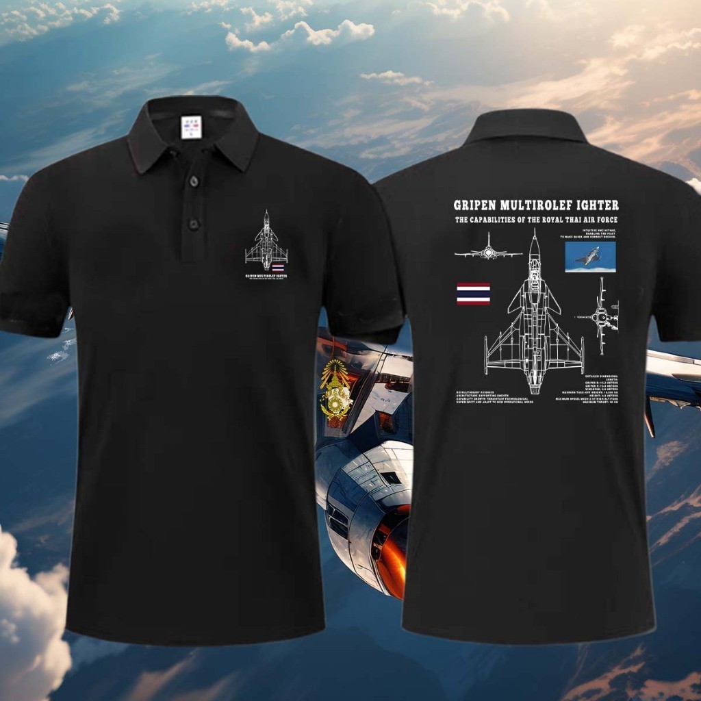 【polo】 เสื้อโปโล ไทยนี้รักสงบ F-16printed ผ้าCotton มีสองสี ทั้งทรงปกติแล polo shirt ผ้าCotton  ใส่ไ