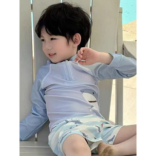 ชุดว่ายน้ำแขนยาวสำหรับทารกและเด็กเล็ก ดีไซน์น่ารัก สไตล์ฉลาม พิเศษสำหรับหน้าร้อน