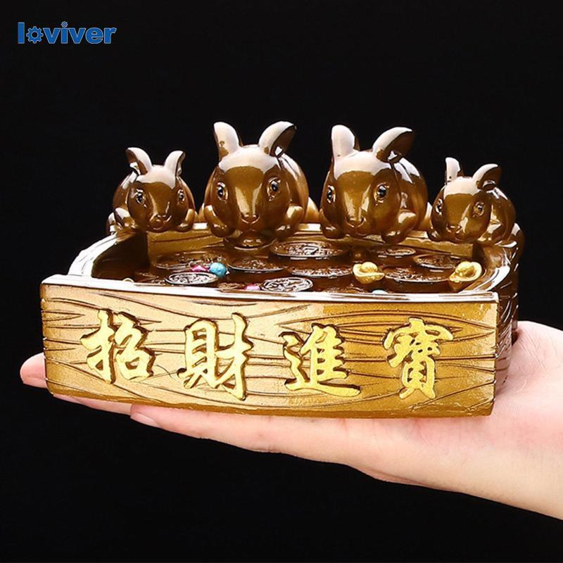 [Loviver] กระต่ายรูปปั้นชาสัตว์เลี้ยงเปลี่ยนสีประติมากรรมสําหรับห้องนอนคนรักชา Tearoom