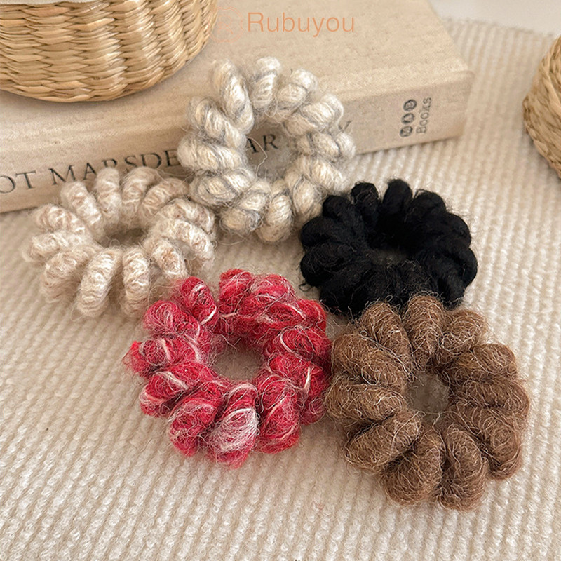 Rubuyou ยางรัดผมแบบเกลียวหลากสี สำหรับผู้หญิง ยืดหยุ่นสูง สำหรับรัดผมหางม้า เชือกผูกผม ทนทาน ยางรัดผมแบบ Ruer Band-COD💕