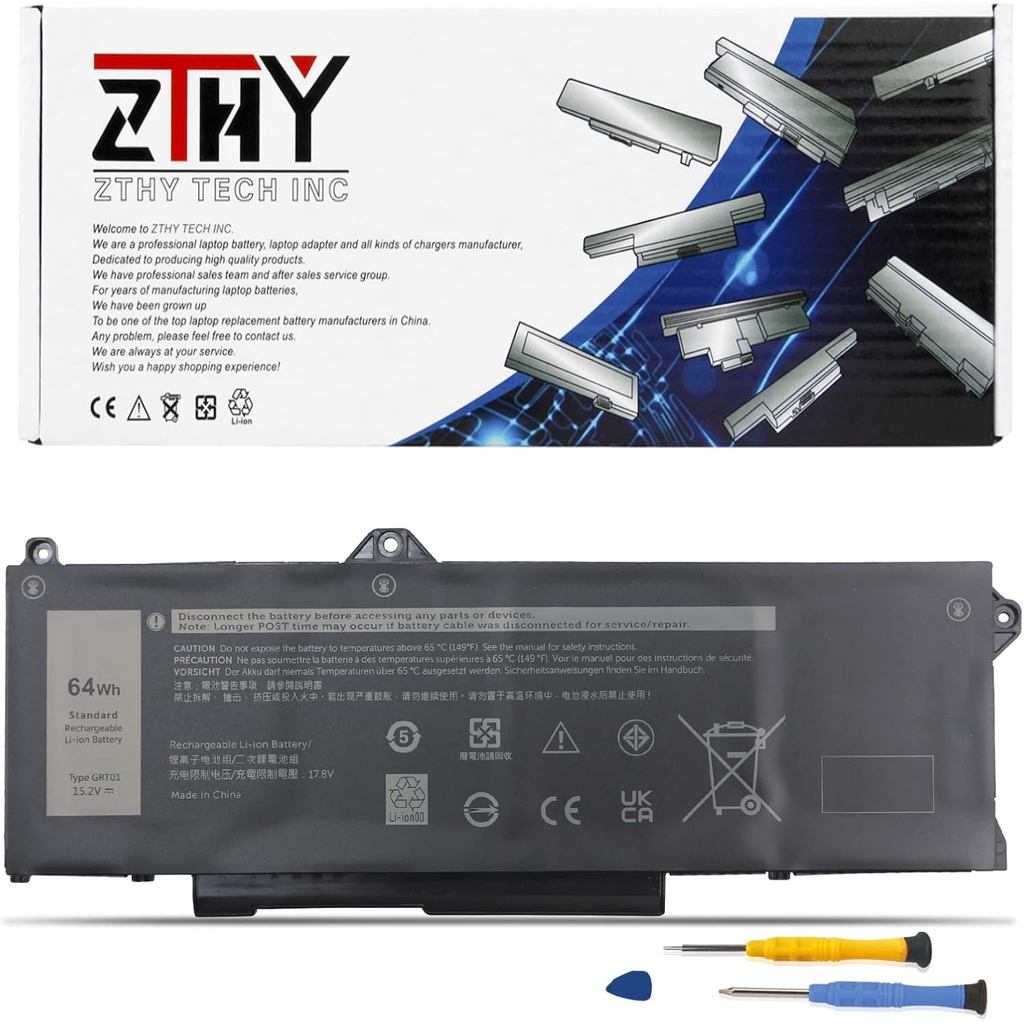 ZTHY GRT01 64Wh แบตเตอรี่แล็ปท็อป 4 เซลล์เข้ากันได้กับ Dell Latitude 5421 5431 5521 5531 Precision 3
