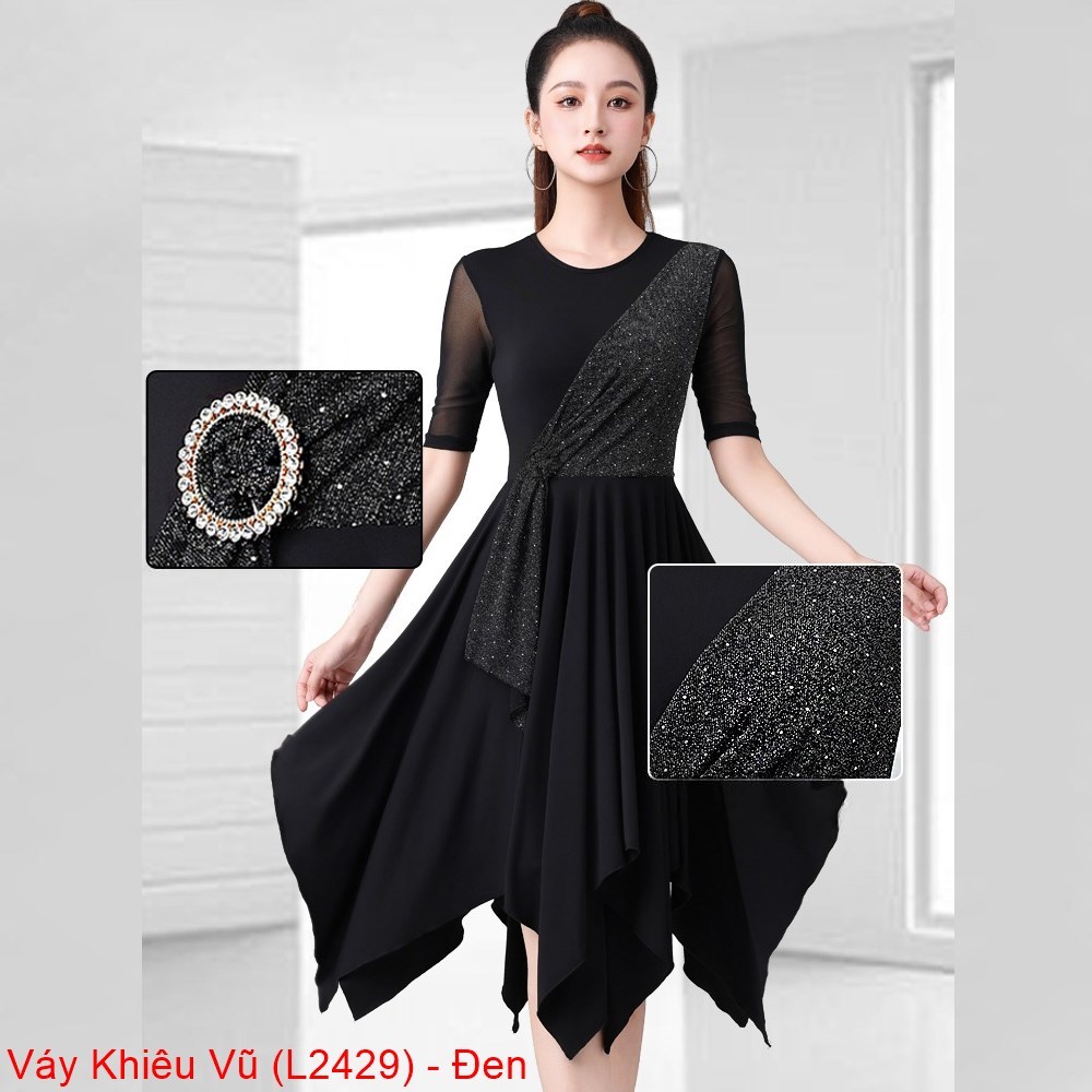 Dancesports Dance Dress (L2429) - สีดํา + ไซส์