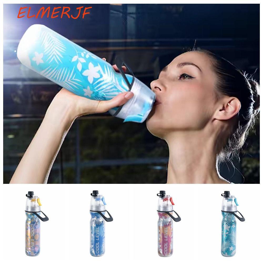 ELMERJF เครื่องดื่มสเปรย์ถ้วย,ขวดสเปรย์ PE แบบใช้ซ้ําได้,ขวดเดินทาง Drinkware 500ML Leak Proof Sport Fitness Water Cup Travel