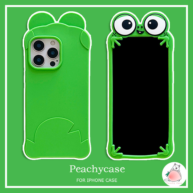 3D น่ารักการ์ตูนตาโตกบซิลิโคนมือถือสําหรับiPhone 17 16 15 14 13 Pro Max 12promax Big Hole Anti-Fallป้องกันปกหลังSoft Shell