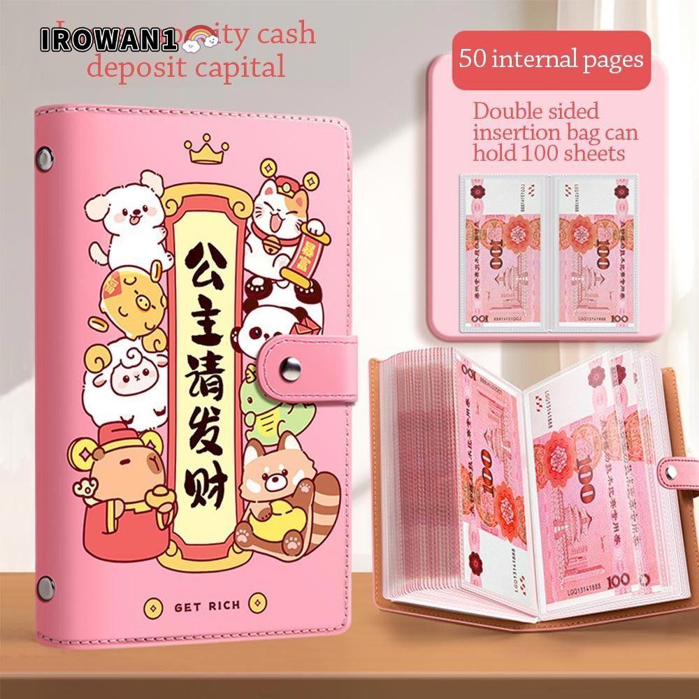 IRWAN1 100 ซองเงินประหยัด Challenge, PU Get Rich Overnight Mini Binder Saving Challenge, ตลกขนาดใหญ่ความจุกันน้ํานํากลับมาใช้ใหม่ Saving Challenges หนังสือเด็ก