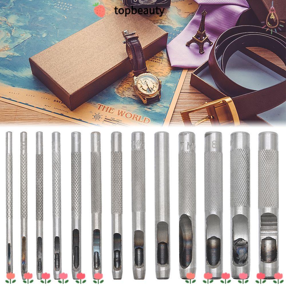 Topbeauty เข็มขัดเจาะรูเจาะอัตโนมัติ 1-10MM Puncher อุปกรณ์เย็บผ้าสกรูเหล็กคาร์บอน
