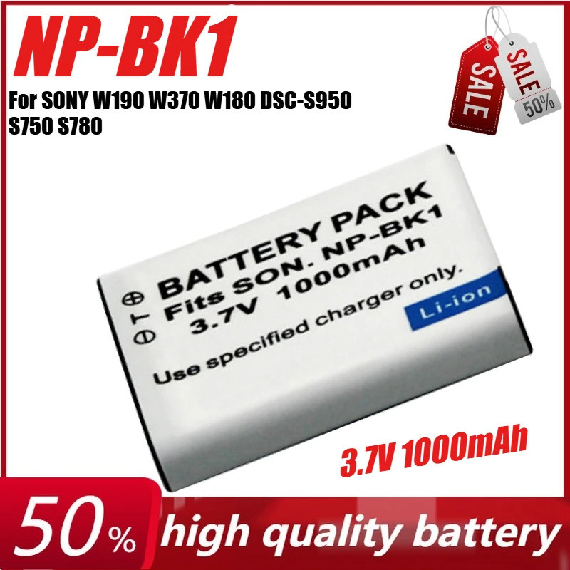 3.7V 1000mAh NP-BK1 กล้อง Batterie NPBK1 สําหรับ SONY W190 W370 W180 DSC-S950 S750 S780 S950 S980 BK