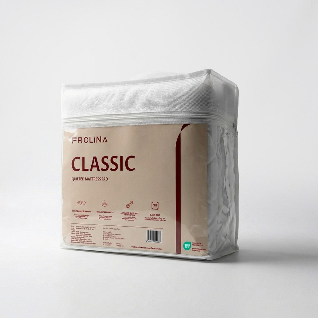 Frolina Quilted Mattress Pad รุ่น Classic ผ้าปูรองที่นอนกันเปื้อนแบบรัดมุม ระบายอากาศได้ดี กันไรฝุ่น