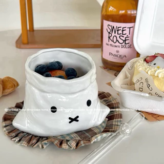แก้วมัค แก้ว แก้วกาแฟ ins miffy🐰รูปทรงถุงผ้า 400ml สำหรับร้านกาแฟ พร้อมส่ง