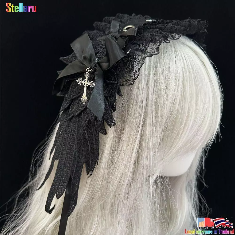 STELLARU Head Wrap, คอสเพลย์ลูกไม้หูแมวที่คาดผม,โบว์โลลิต้า Headwear เครื่องประดับผม
