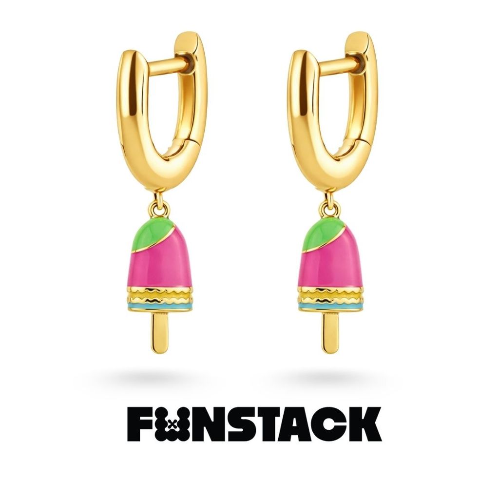 FUNSTACK ต่างหูห่วง Sugar Rush Popsicle Gold Stainless Steel