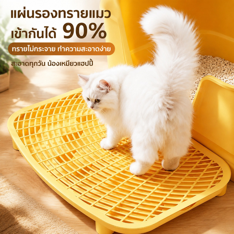 😺COD😺แผ่นดักทรายแมว บันไดห้องน้ำแมว 2 ชั้น ทำความสะอาดง่าย สะดวกต่อการใช้งาน ความจุขนาดใหญ่ ถอดออกได้3 สไตล์