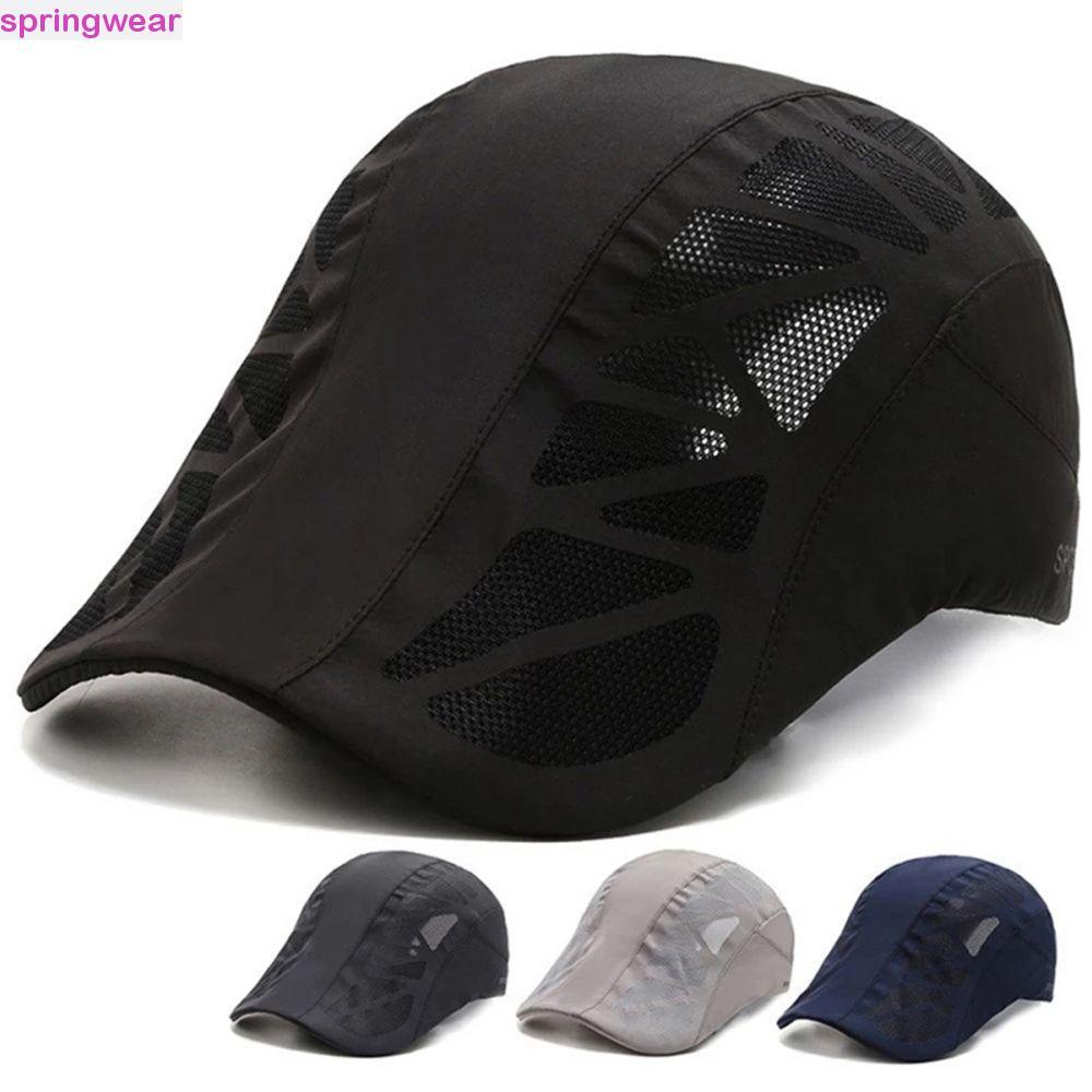 SPRINGWEAR Beret Hat Cycling Vintage Tennis Caps Breathable Casual Fashion Mesh Men Caps