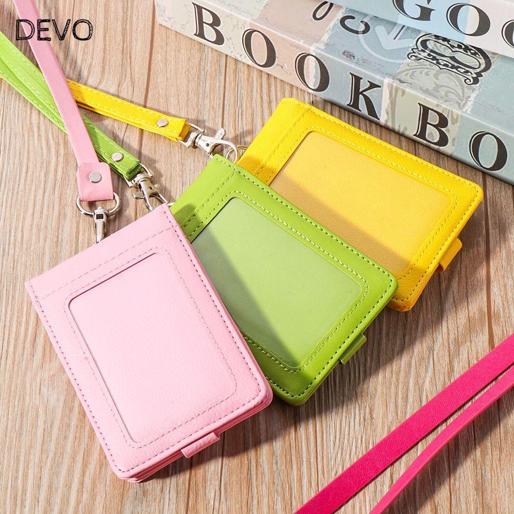 DEVO หนัง PU แฟชั่นสํานักงานโรงเรียนผู้ถือป้ายชื่อมัลติฟังก์ชั่น