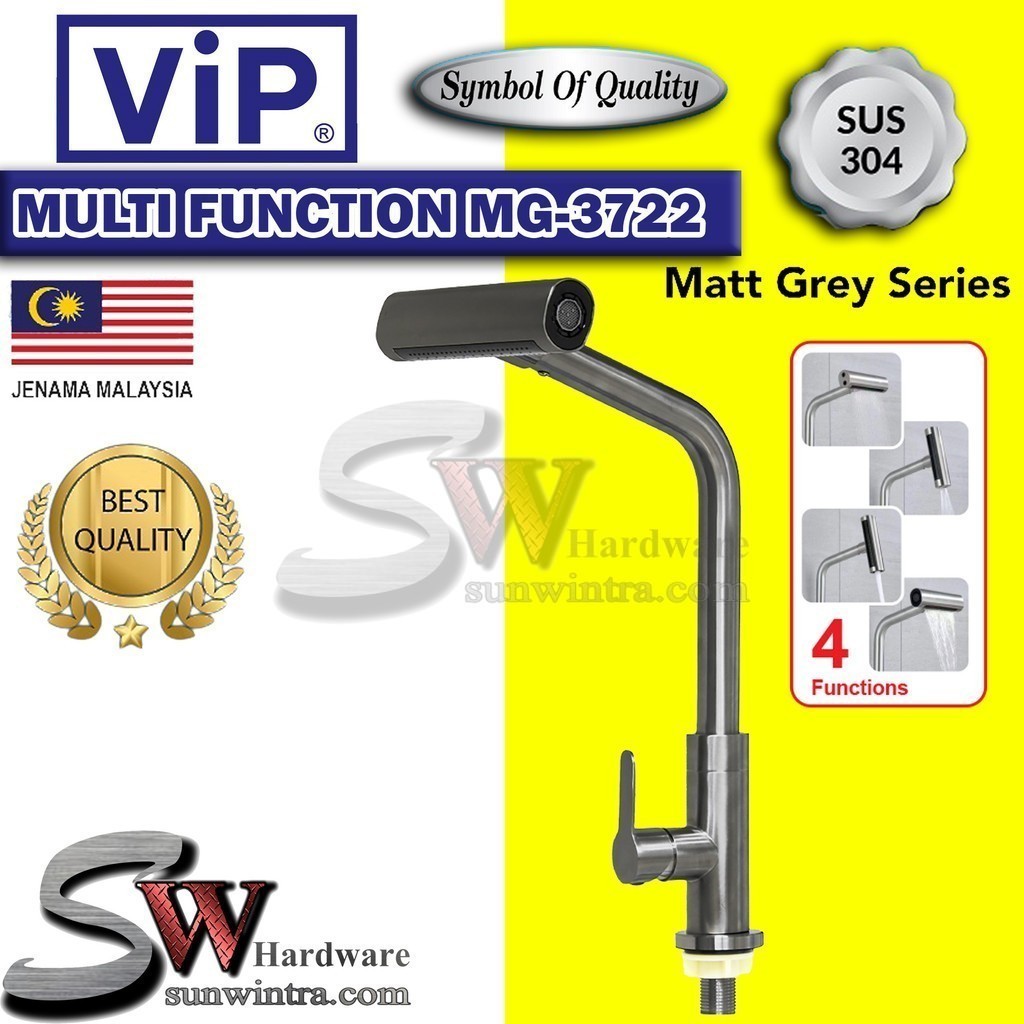 VIP SUS304 MATT GREY MULTI FUNCTION PILAR SINK TAP MG-3722 MG3722 TAP SINKI FILTER TAP KITCHEN FILTE