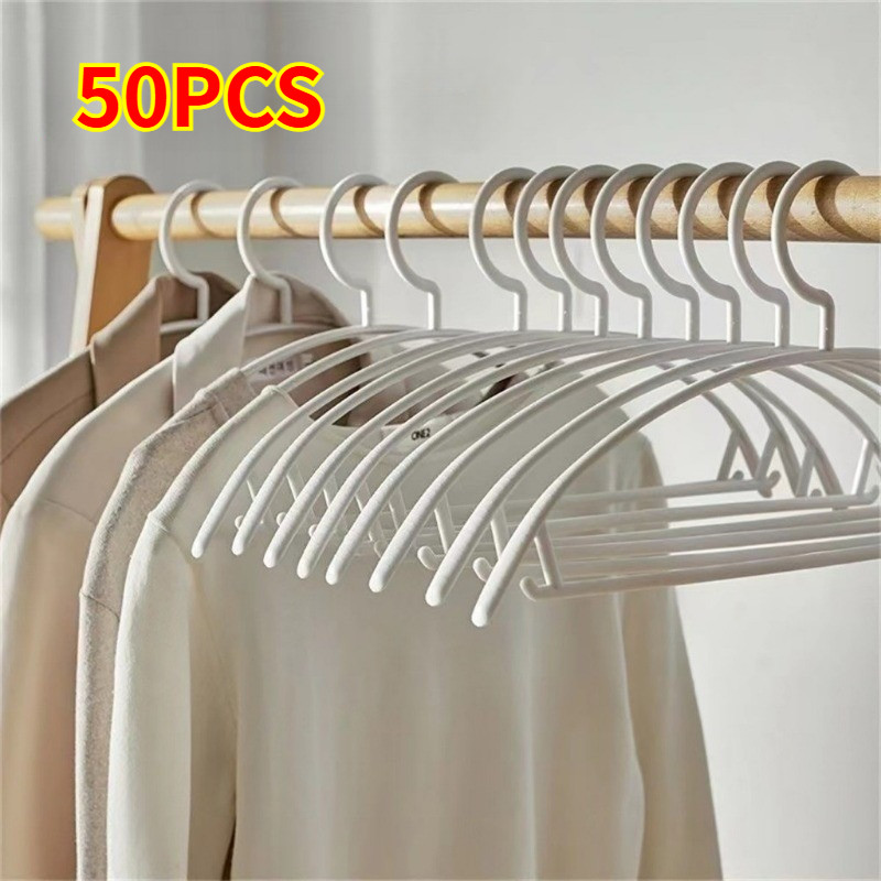 😍50PCS ไม้แขวน ไม้แขวนผ้า ราวหนีบผ้า ไม้แขวนสูท ไม้แขวนเสื้อกันลื่นไม่ทิ้งรอย แขวนเสื้อ ไม้ตากผ้า