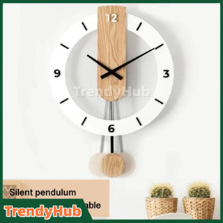 นาฬิกาแขวนผนัง สไตล์นอร์ดิก โมเดิร์น นาฬิกาไม้ เสียงเงียบ นา…