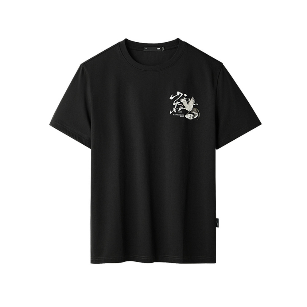 HLA/ Mountain ไม่ใช่ High Series Short Sleeved Series T เสื้อยืดใหม่รอบคอพิมพ์เรียบง่ายสั้น T ชาย