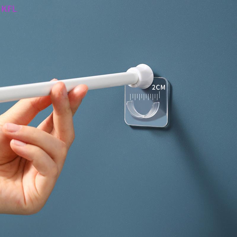 (KFL) Strong Curtain Rod Bracket Holder Hooks สําหรับผนังกาวห้องน้ํา Shower Rod Tension Retainer ไม่