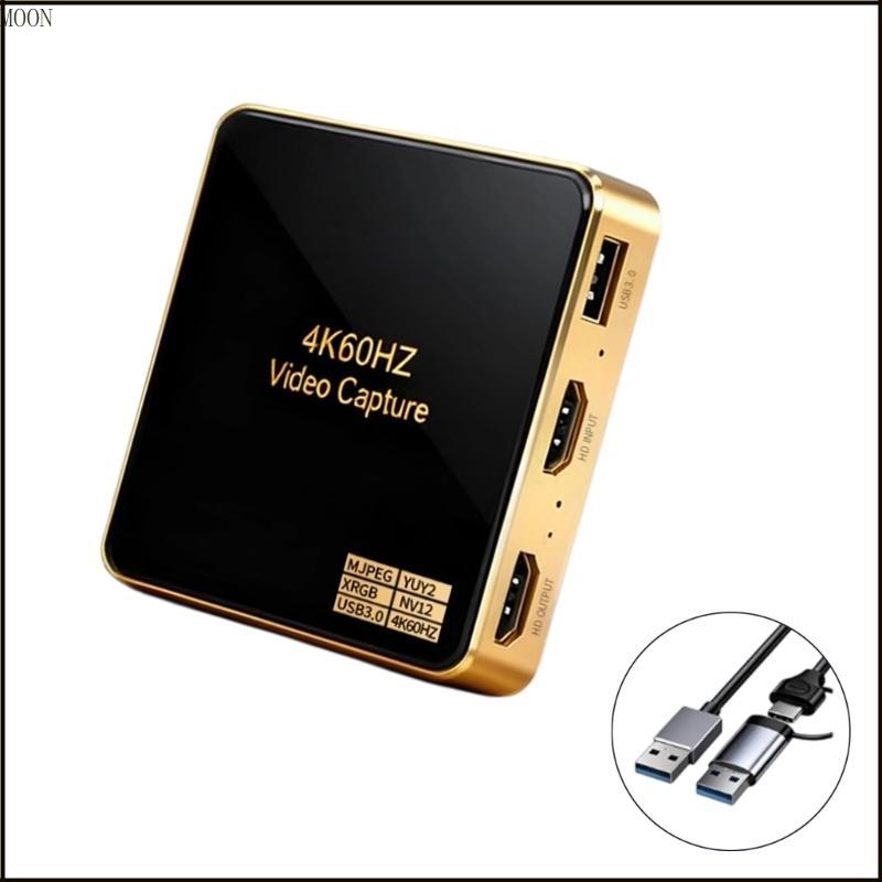 การ์ดจับภาพวิดีโอ MOON 4K 60Hz 3840x2160 Featuring Passthrough สําหรับสตรีมมิ่งสดระดับมืออาชีพและบัน