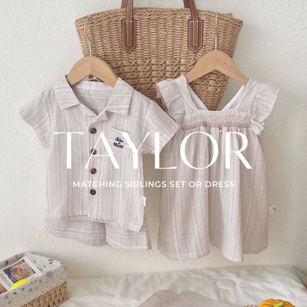TAYLOR Matching Siblings Boy Girl Stripe Set หรือเดรส