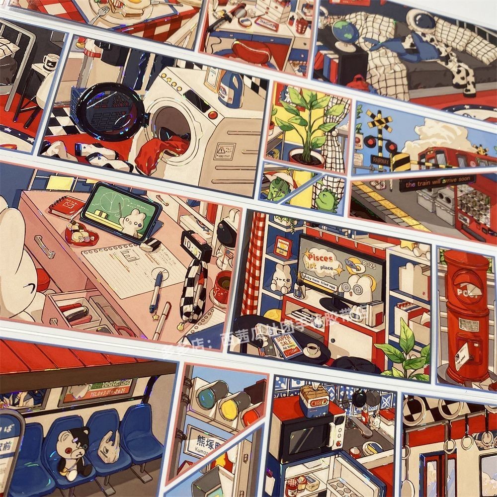 คู่มือบรรจุเทป y97SNOOZE WIN Sishe โบราณชีวิตประจําวันวัสดุ PET คู่มือสติกเกอร์เคสโทรศัพท์