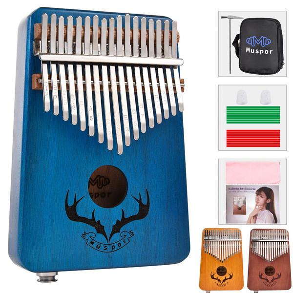 คาลิมบ้า กล่องดนตรี Muspor 17-Key Mahogany กล่องไฟฟ้า EQ Thumb Piano kalimba แพ็คเกจฟรี-Reindeer Ant