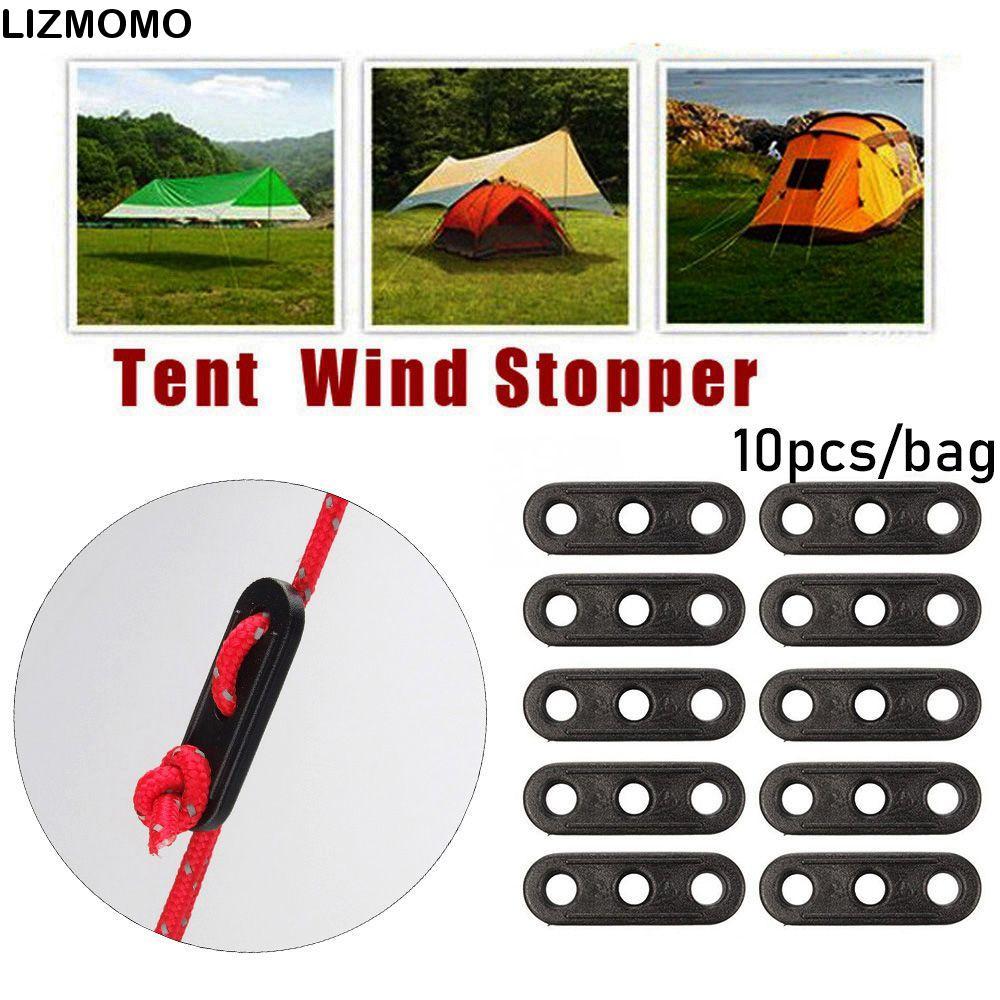 LIZMOMO 10 ชิ้นเชือกยึดกันสาดสีดํา Wigwam ปรับ 3 หลุมตะขอกระชับ