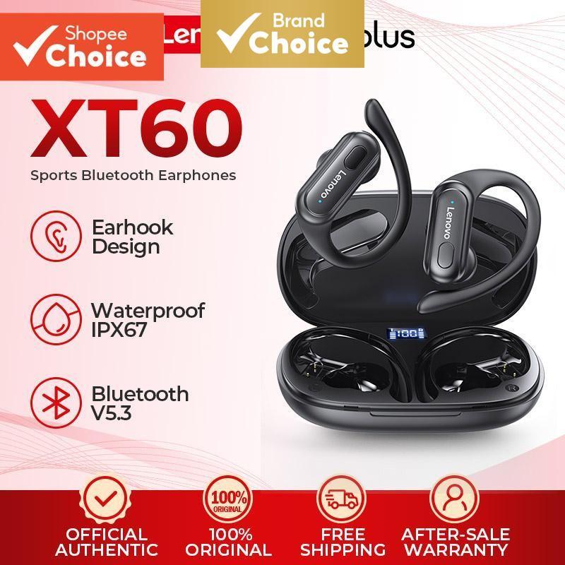 Lenovo XT60 หูฟังกีฬาหูฟังไร้สายบลูทูธ 5.3 หูฟังพร้อมไมโครโฟนกันน้ําไฮไฟสเตอริโอชุดหูฟัง