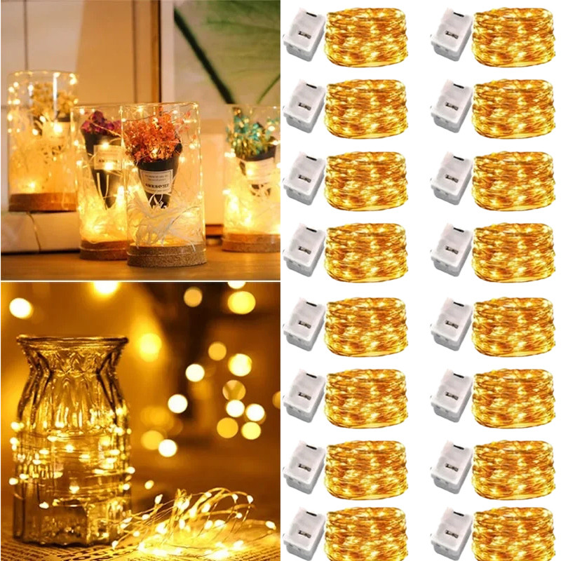 1/2M แบตเตอรี่ขับเคลื่อน Mini LED Fairy Light - กันน้ําลวดทองแดง String โคมไฟ Party Decor