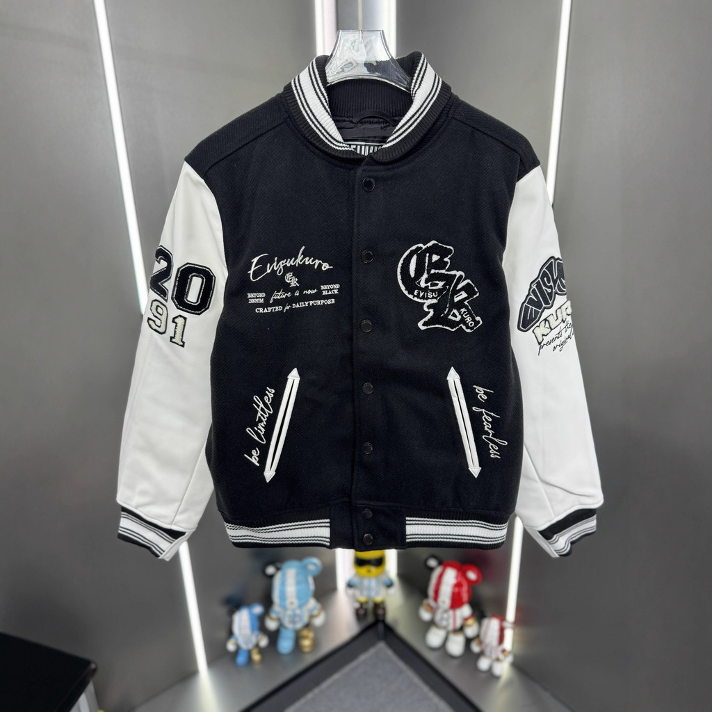 EVISU Autumn-Winter New Streetwear! Bomber Cotton Jacket Unisex